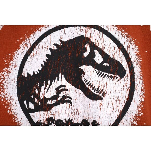 Vintage Y2K Jurassic Park Rust Orange Graphic Hoodie Large Cotton Blend - Picture 4 of 9